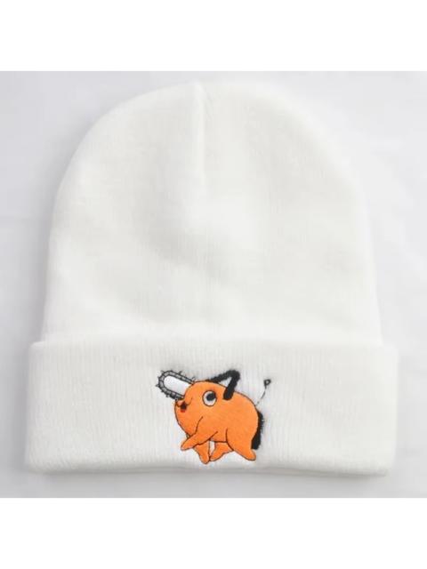 Other Designers Y2K Anime Chainsaw Pochita Orange Dog Beanies Winter Warm Hat Cute Embroidery Cap Adult Kid