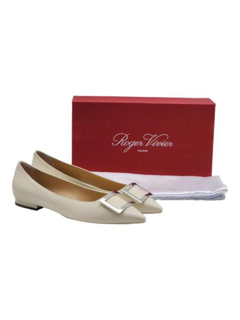 Roger Vivier Roger Vivier Gommettine Ball Leather Ballet Flats in Beige IT 40 US 10 $750