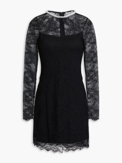 Alice + Olivia Crystal-embellished corded lace mini dress