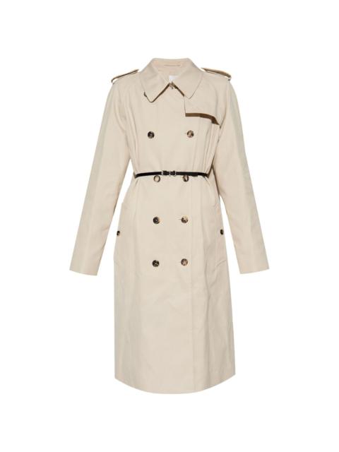 belted double-breasted trench coat