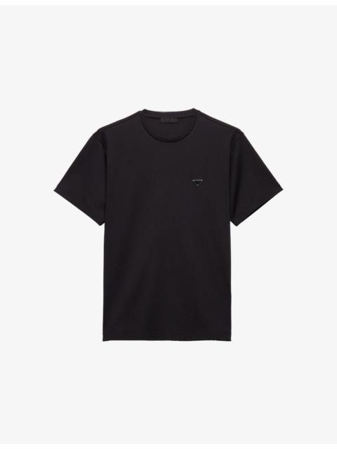 Prada Triangle Logo-Plaque Cotton-Jersey T-Shirt