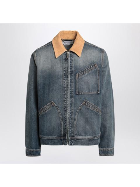 Alexander McQueen ALEXANDER MCQUEEN Blue Suede Collar Denim Jacket New & Authe