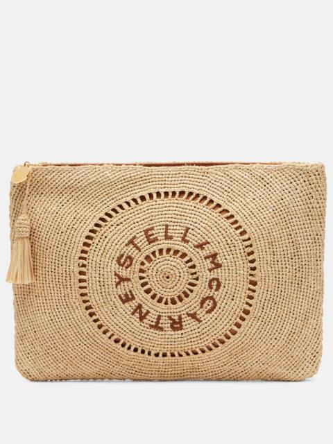 Logo raffia clutch