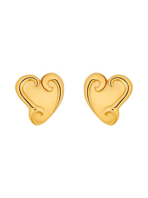 Oscar de la Renta Oscar de la Renta Small Swirl Heart Stud Earrings in Gold at Nordstrom