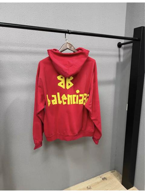 BALENCIAGA Balenciaga Tape Logo Hoodie In Red