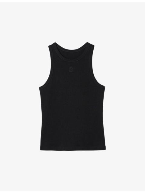 Sandro Round-neck sleeveless cotton T-shirt