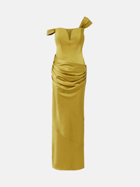 ALEX PERRY Draped one-shoulder satin crêpe gown