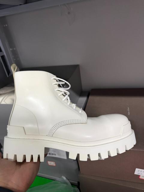 BALENCIAGA Balenciaga Strike White Platform Combat Boots