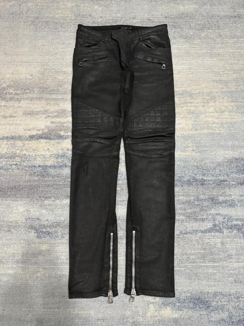 Balmain Balmain X Hm AW15 Waxed Black Wax Coated Biker Denim Distressed Pants