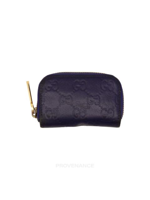 GUCCI Gucci Compact Zip Wallet - Blue Guccissima Leather