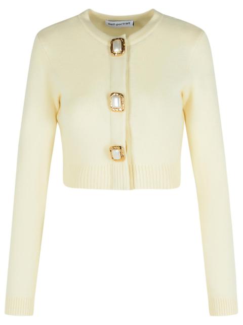 Self Portrait Cream Wool Knit Cardigan Women