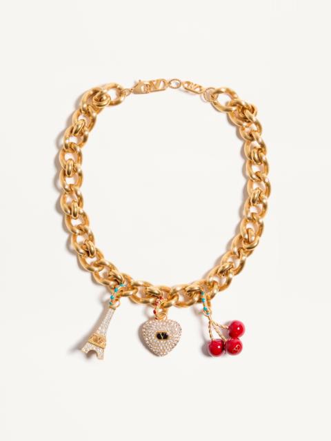 Valentino CHEZ VALENTINO NECKLACE IN METAL, ENAMEL AND SWAROVSKI® CRYSTALS