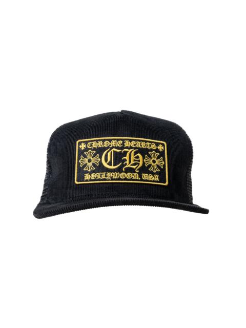 Chrome Hearts Chrome Hearts Hollywood Corduroy Trucker Cap Black Gold