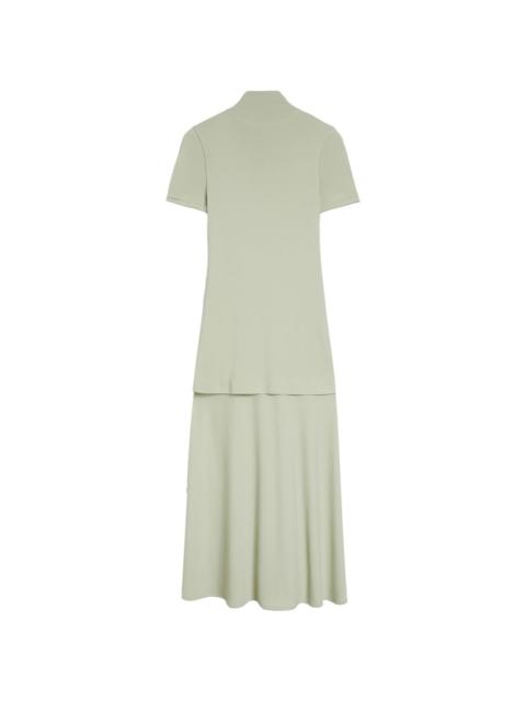 high-neck fluid midi dress
