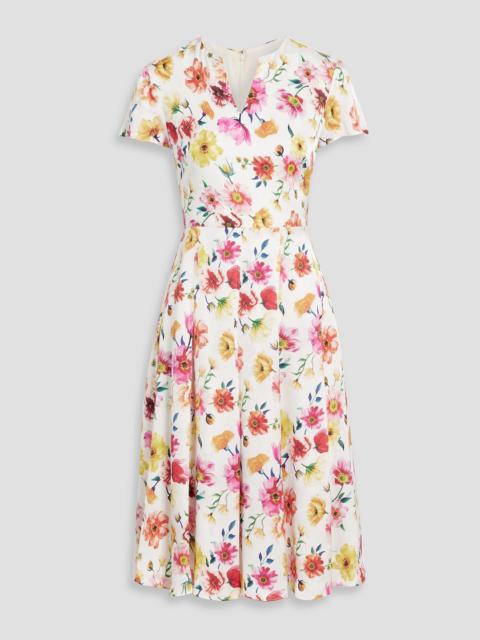 Other Designers Pleated floral-print cotton and linen-blend midi dress