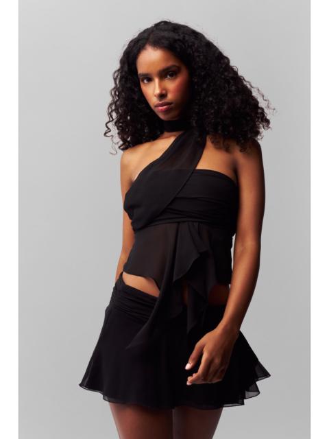 GUIZIO CHIFFON SLIT MINI SKIRT