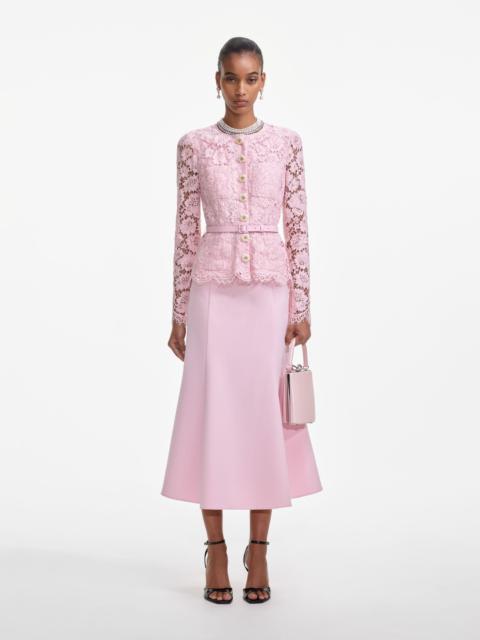 self-portrait Pink Tailored Lace Midi Dress