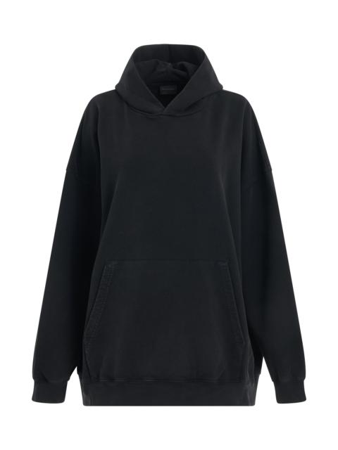 BALENCIAGA Back Logo Oversized Hoodie in Black/Silver