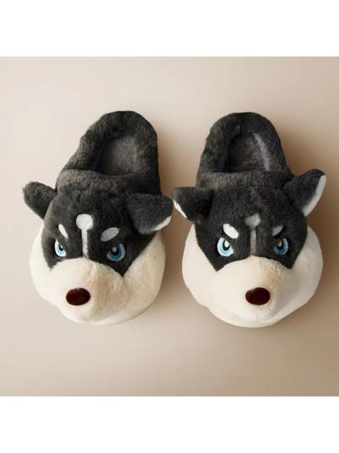 Other Designers Cartoon Black Dog Cute Plush Cotton Slippers Women Comfort Non Slip Home Indoor Shoes Anime