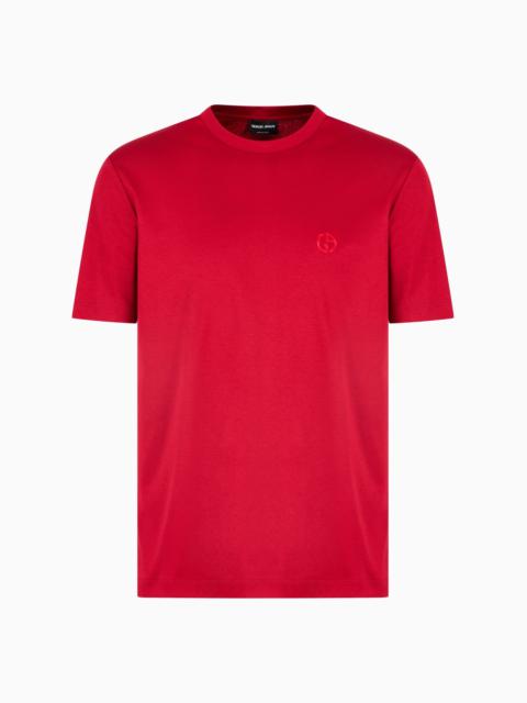 GIORGIO ARMANI COTTON-INTERLOCK T-SHIRT WITH EMBROIDERED LOGO