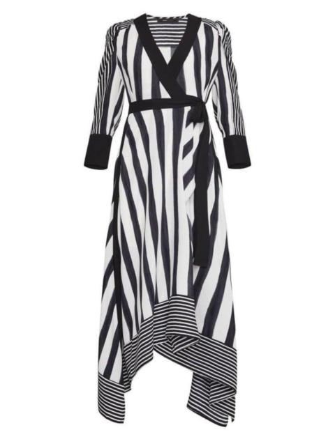 Other Designers Costa Stripe Faux Wrap Dress