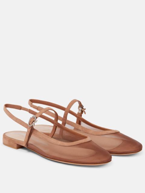 Gianvito Rossi Leather-trimmed organza ballet flats