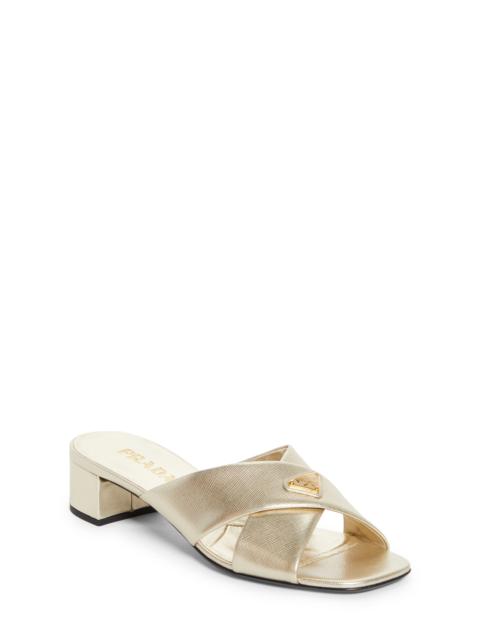 Prada Prada Block Heel Square Toe Sandal in Pirite at Nordstrom