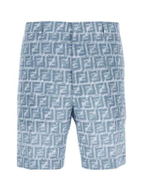 Fendi Man Printed Linen Bermuda Shorts