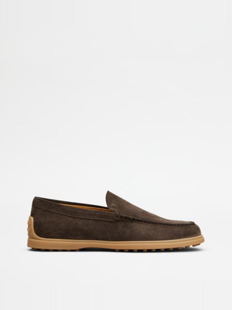 Tod's SLIPPER LOAFERS IN SUEDE - BROWN