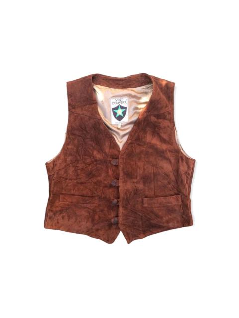 Other Designers Genuine Leather - vintage vent couvert leather vest cowboy style
