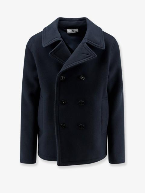 Stone Island Stone Island Wool Blend Coat Blue