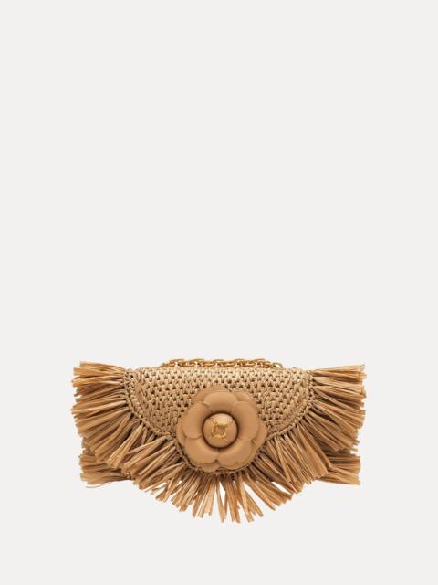 Oscar de la Renta RAFFIA FRINGE TRO BAG