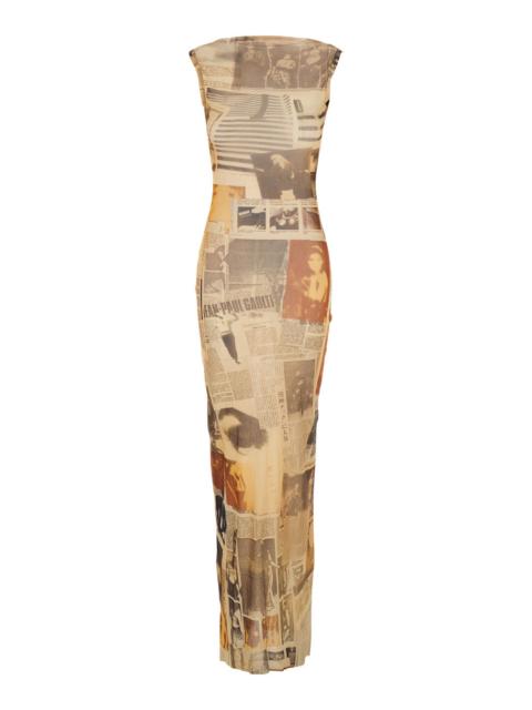 Jean Paul Gaultier Jean Paul Gaultier Women Multicolor Sleeveless Long Dress With Open Rear And All-Over Print In Tech 
