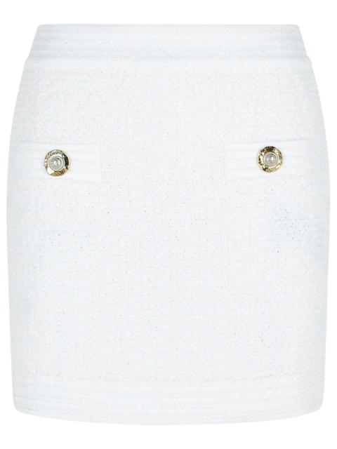 Balmain Balmain White Cotton Blend Miniskirt Women