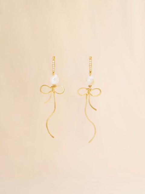 Marni GOLDEN BOW DROP EARRINGS WITH PEARLS