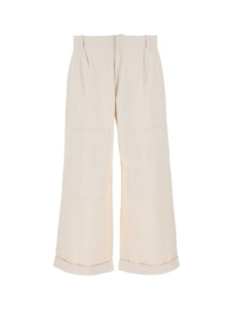 Etro Etro Men Melange Ivory Stretch Cotton Wide-Leg Pant