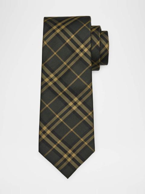 Men's Shadow Check Mulberry Silk Tie