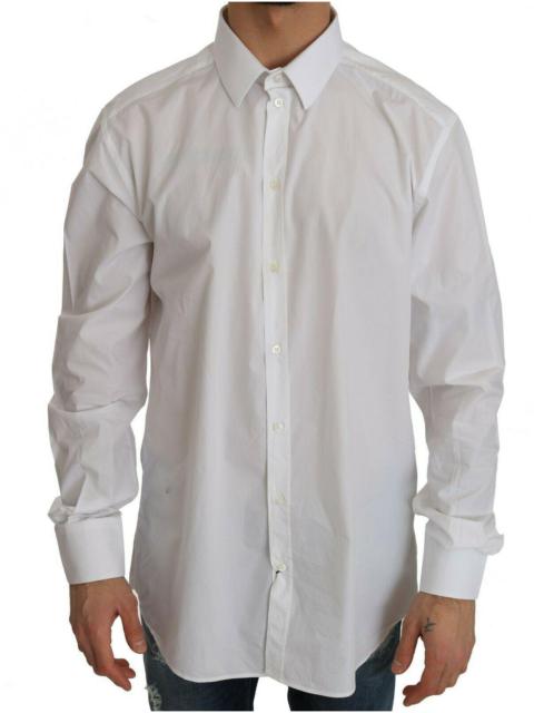 Dolce & Gabbana White 100% Cotton GOLD Slim Dress Shirt