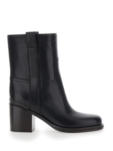 Brunello Cucinelli Brunello Cucinelli Women Bootieleather - Elegant Black Leather Ankle Boots For Women