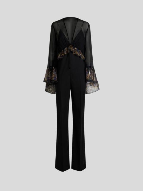 Etro SILK-BLEND JUMPSUIT WITH PLACED PAISLEY FOLIAGE PRINT
