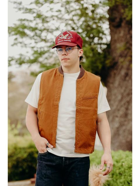 Iron Heart 9OZ CANVAS WORK VEST - BROWN IHV-49-BRN