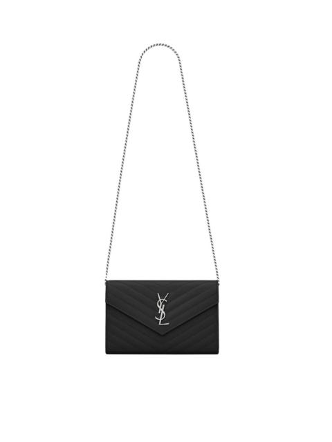 SAINT LAURENT Saint Laurent Women Leather Clutch With Chain And Cassandre Logo
