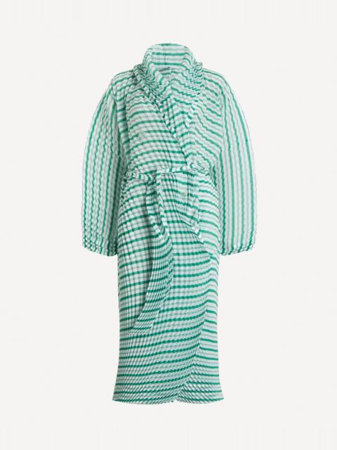 ISSEY MIYAKE GENERIC STRIPES (HAND PLEATS) Green Hued Coat