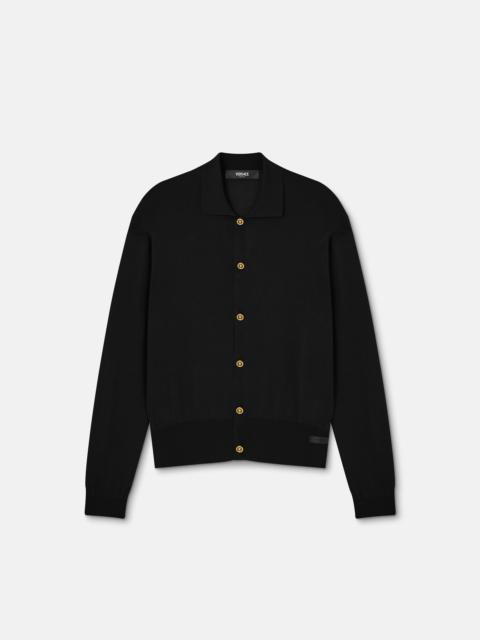 VERSACE Silk-Blend Knit Polo Cardigan