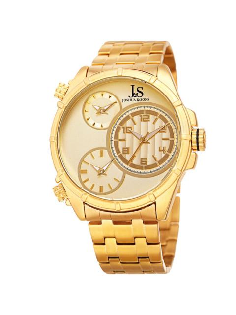 Other Designers Joshua and Sons Quartz Gold (Triple Time) Dial Men's Watch JX128YG