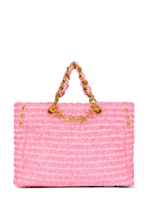 Balmain Balmain 1945 Raffia & Tweed Soft Tote in Pink at Nordstrom