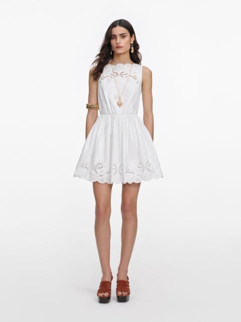 self-portrait White Cotton Embroidered Mini Dress
