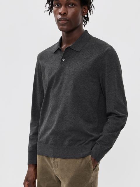 Theory Goris Long Sleeve Polo in Light Bilen