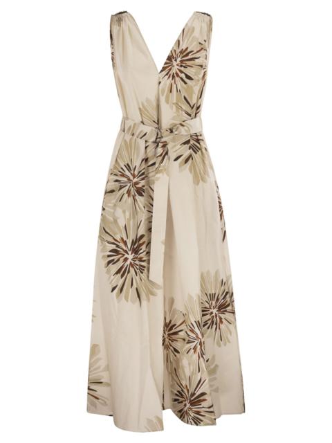 Brunello Cucinelli Brunello Cucinelli Women Long Cotton Dress With Floral Print And Matching Belt