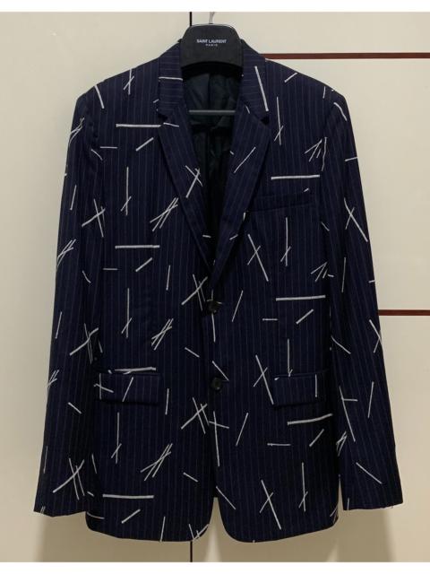 Dior Dior Homme 14FW 15SS Runway Navy Embroidered Wool White Suit